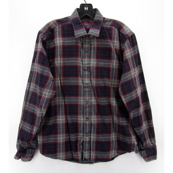 Untuckit Shirt Medium Gray Flannel Button Down Plaid Preppy Casual - Picture 1 of 9